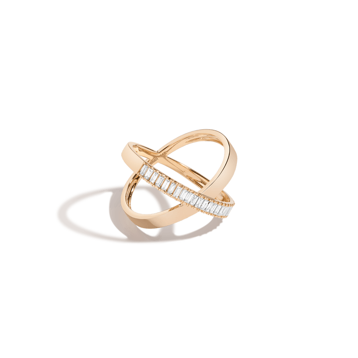 Bold Half Diamond Baguette X Ring