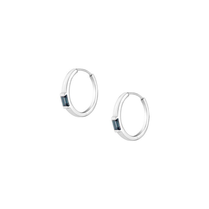 AURATE X MICHELLE: Tranquility Blue Topaz Medium Hoop Earrings