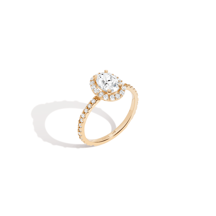 Pavé Oval-Cut Halo Diamond Ring