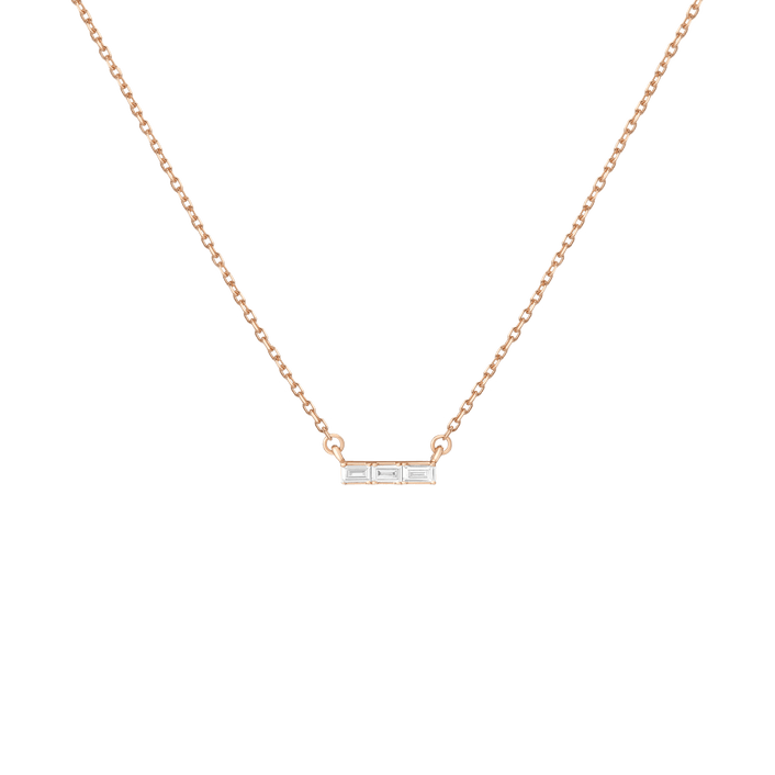 Mini Diamond Baguette Bar Necklace