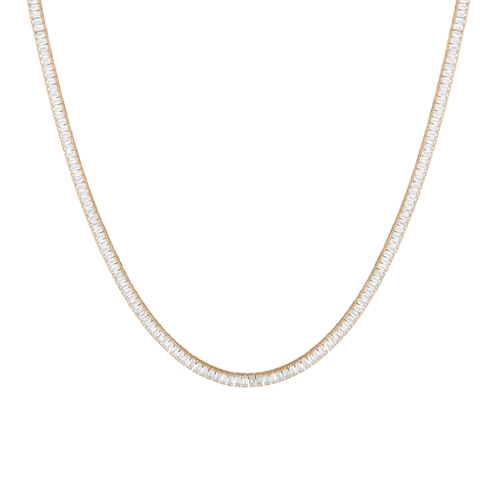 White Sapphire Baguette Tennis Necklace