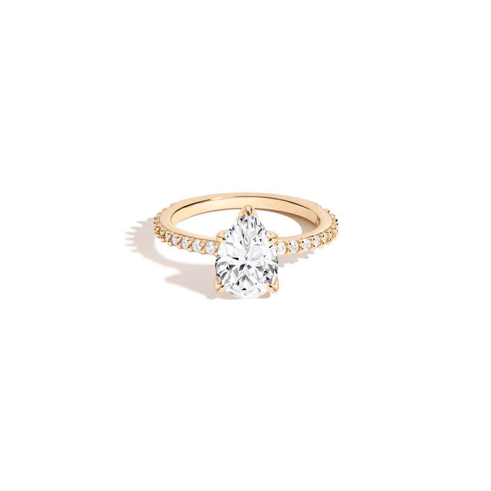 Pear White Sapphire Solitaire Pavé Ring