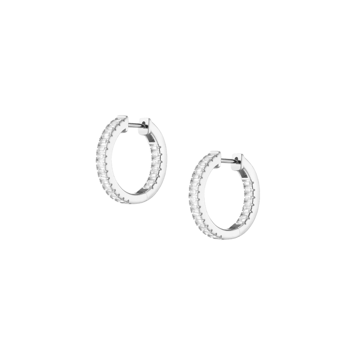 White Sapphire Baguette Hoop Earrings