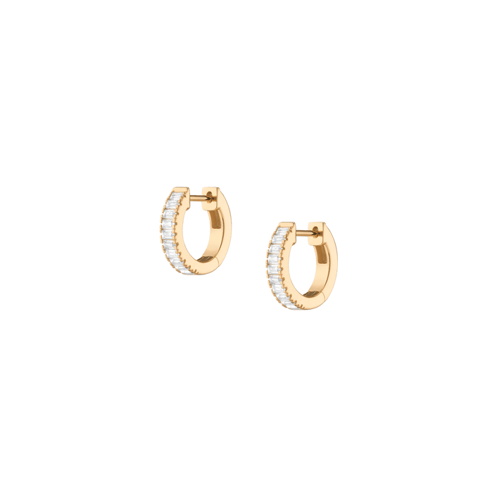 White Sapphire Baguette Huggie Earrings