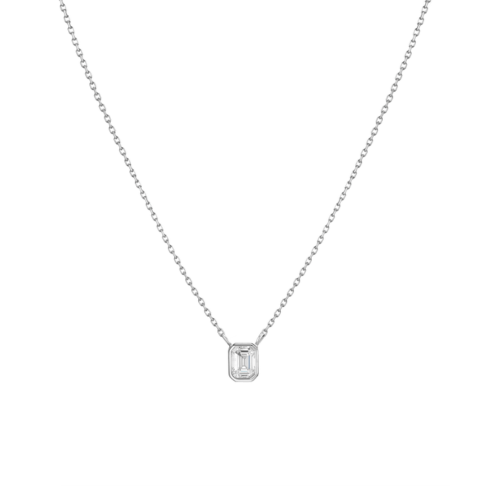 Diamond Emerald Bezel Necklace