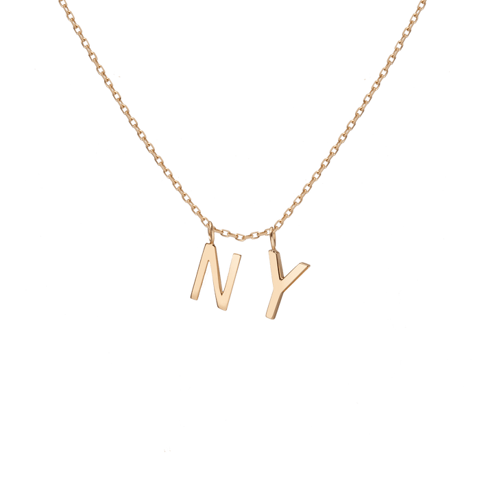 Double Mini Gold Letter Charm Pendant