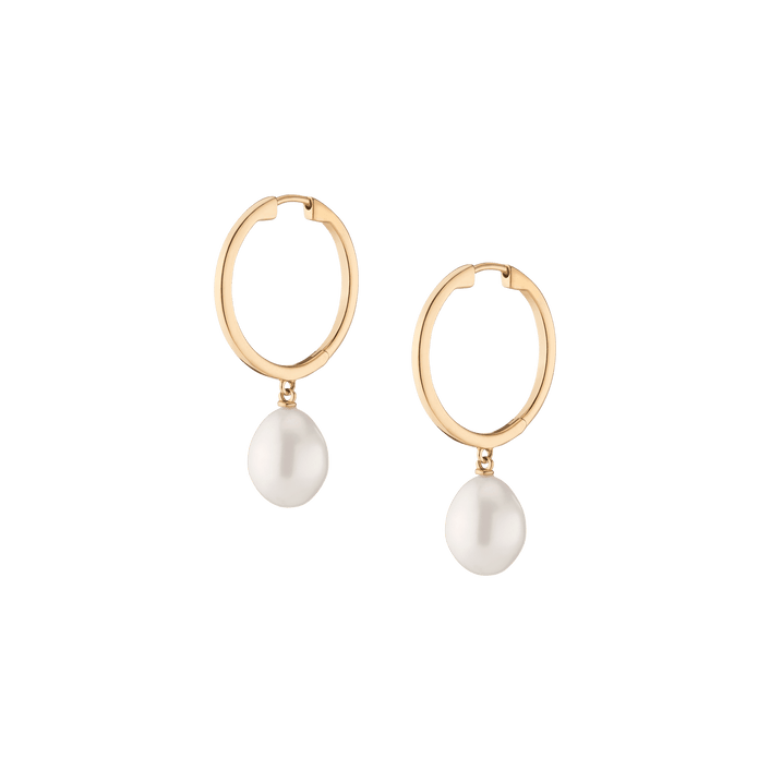 Pearl Drop Hoop Earrings