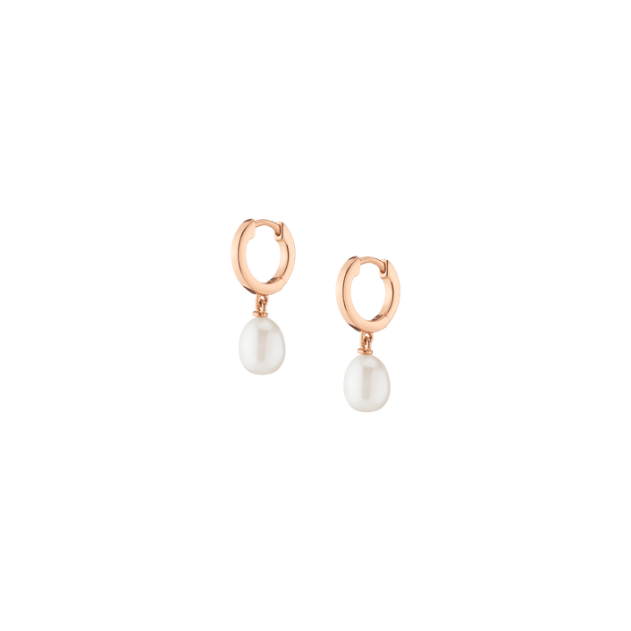 Pearl Drop Huggie Earrings