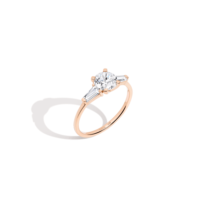 Round Diamond Tapered Baguette Diamond Ring