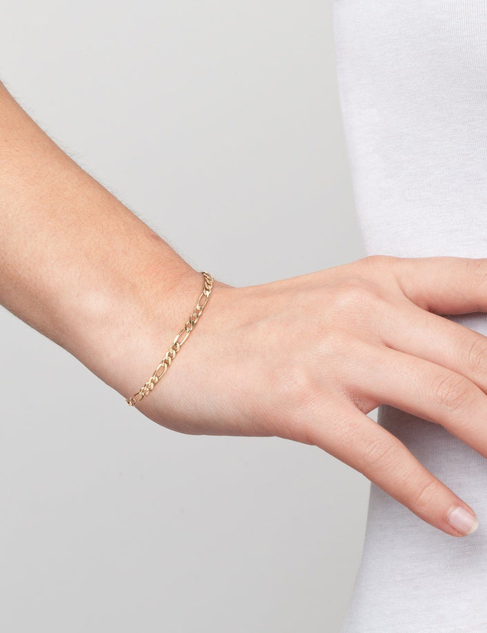 Large Gold Figaro Chain Bracelet