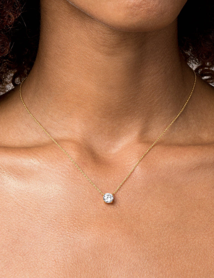 Round Gemstone Solitaire Necklace