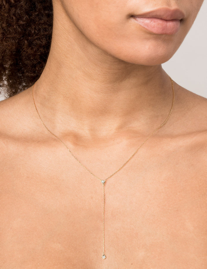 Diamond Bezel Lariat Necklace