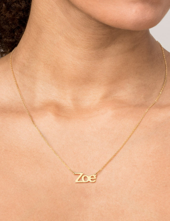 Gold Block Name Necklace